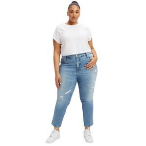 GOOD AMERICAN Good Classic Modern Skinny High Rise Distressed Jeans